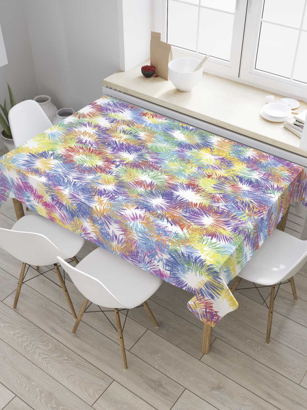 

Скатерть прямоугольная JoyArty "Цветной фейерверк" из оксфорда, 180x145 см, Красный, Цветной фейерверк