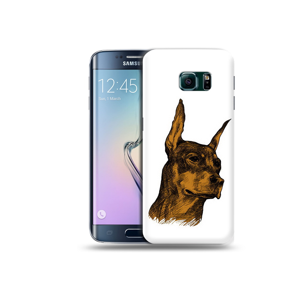 

Чехол MyPads Tocco для Samsung Galaxy S6 Edge скетч доберман, Прозрачный, Tocco