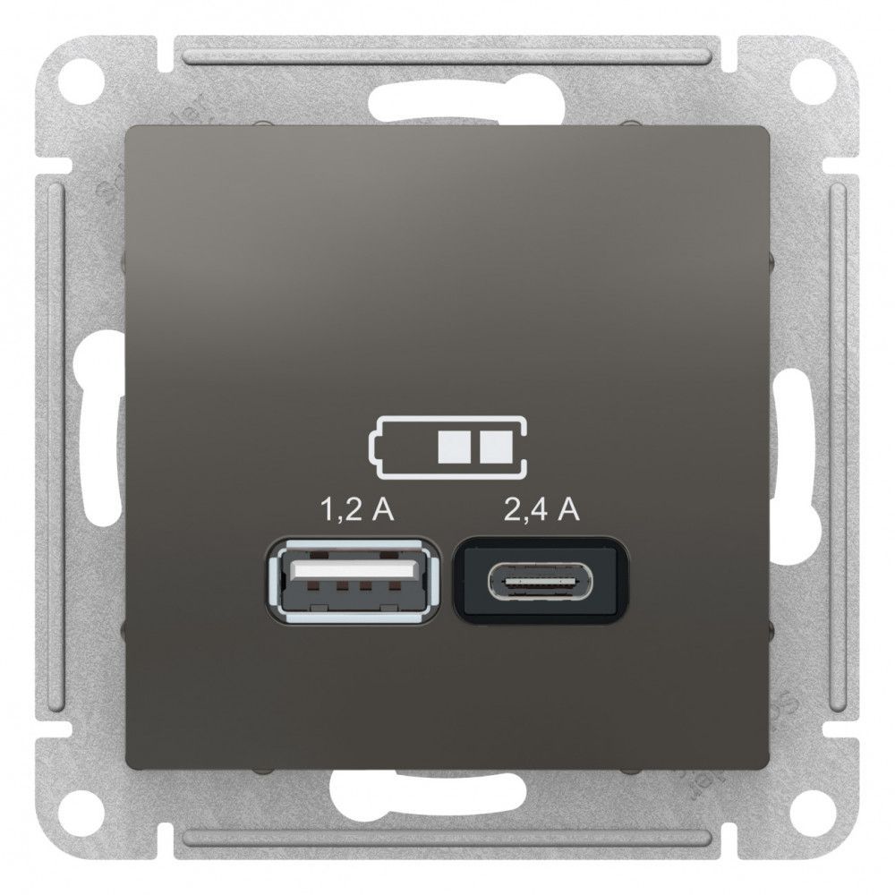 

SE AtlasDesign Сталь USB A+С, 5В/2,4 А, 2х5В/1,2 А, механизм ATN000939, Серый, AtlasDesign8_1