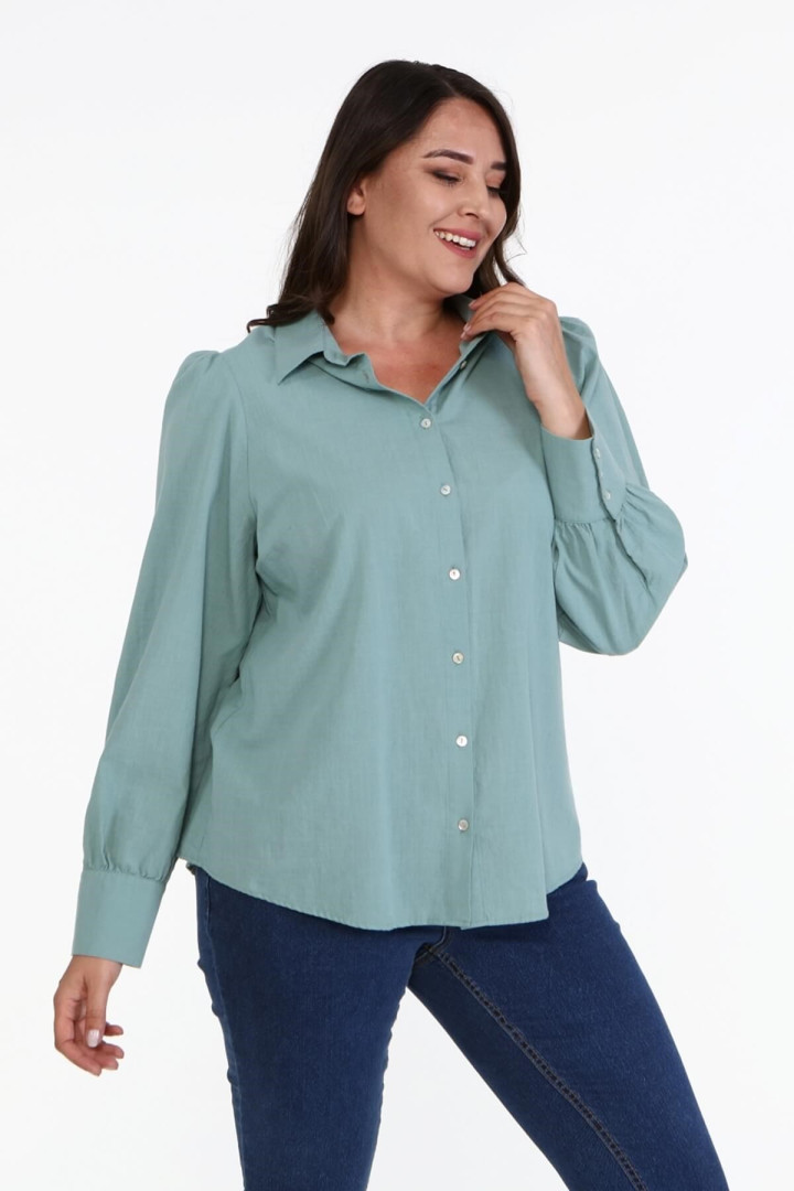 

Рубашка женская My Line Moda 1424 голубая 42 RU (товары доставляются из-за рубежа), 1424