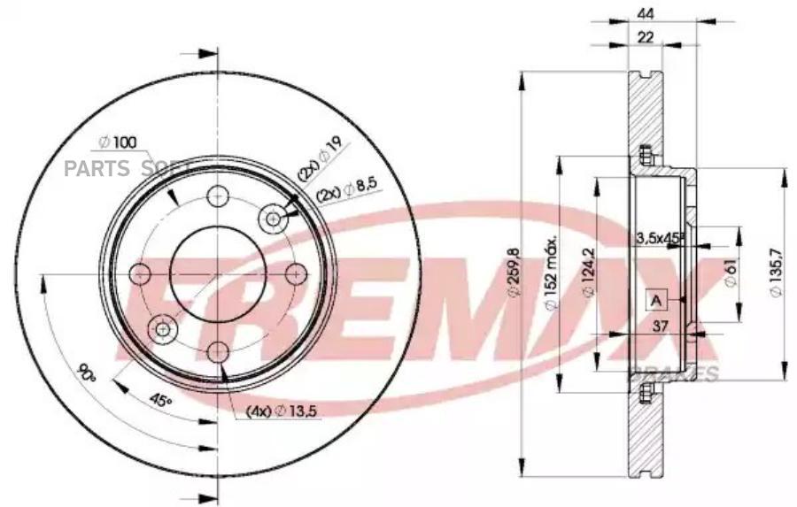 ДИСК ТОРМОЗНОЙ REN CLIO III MEGANE II 14LARGUS 1шт