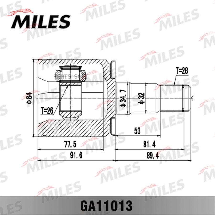 

Шрус Mitsubishi Pajero Ii V14w-V55w 91-04 Внутр. Лев. Miles ga11013