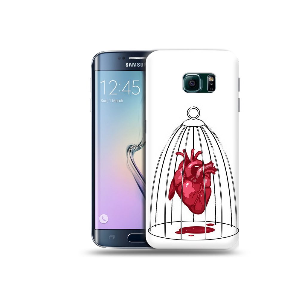 

Чехол MyPads Tocco для Samsung Galaxy S6 Edge сердце в клетке, Прозрачный, Tocco