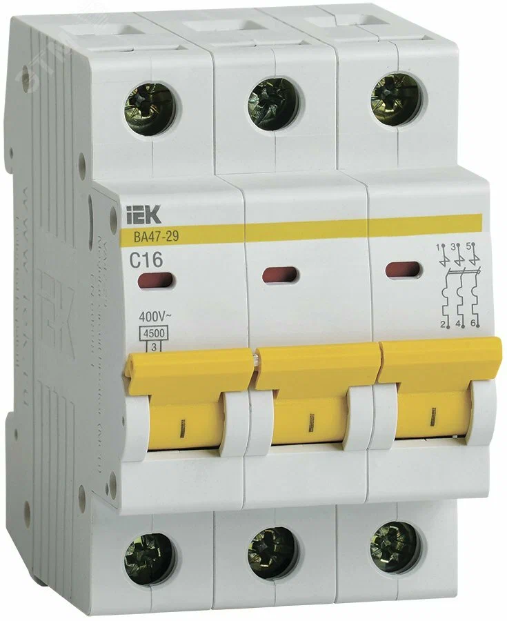 

Автоматический выключатель IEK 3P, 16A, 4,5кА, C, IP20, на DIN рейку