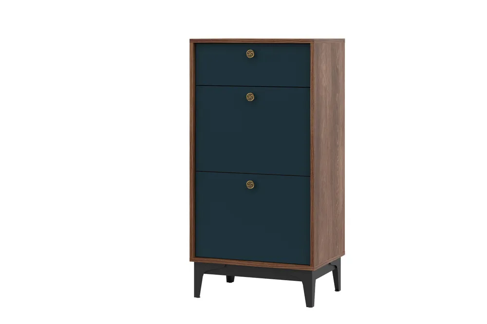 

Комод НК-мебель BRASS KM-4, Синий/Каштан, 53.8х39x107 см, BRASS KM-4