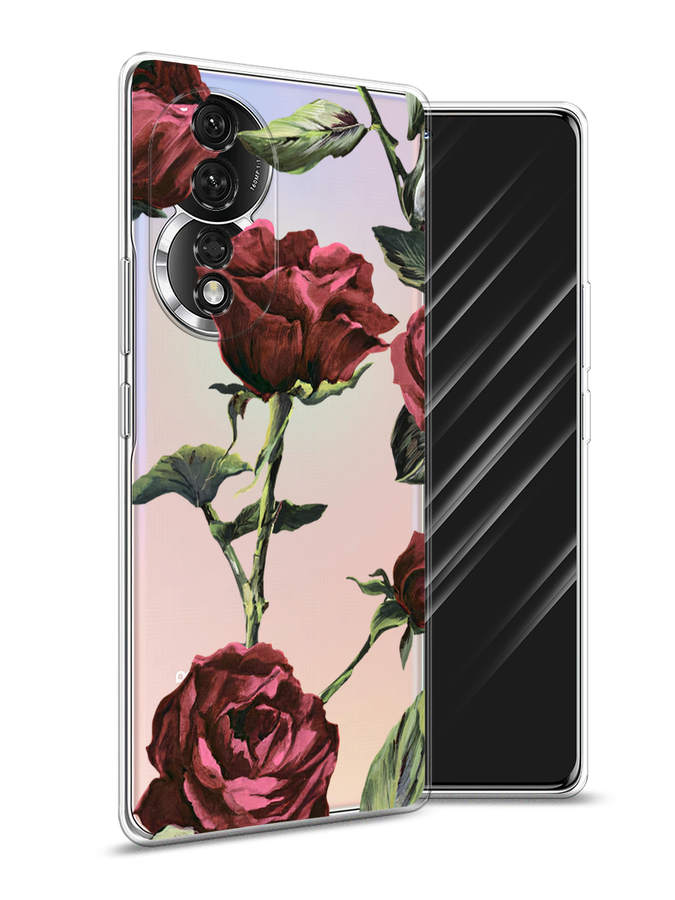 

Чехол Awog на Honor 80 "Бордовые розы фон", Красный, 6120350-8