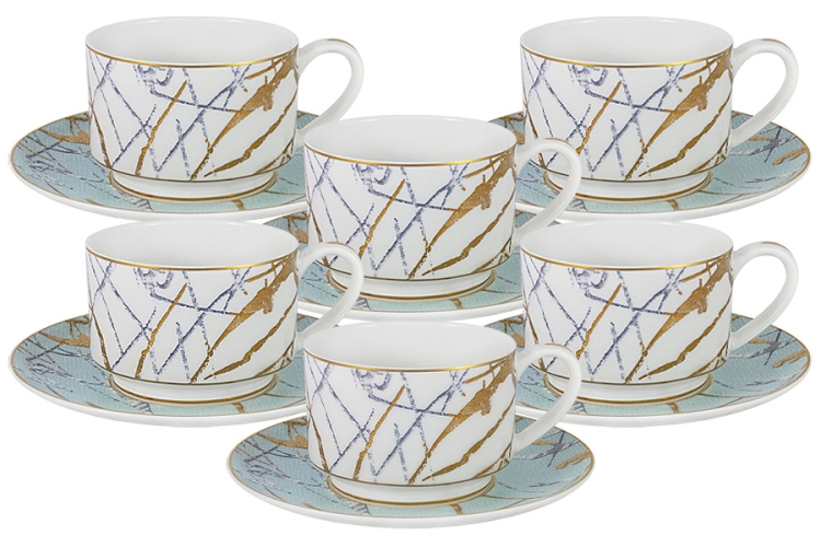 Чайный набор Марсель, 6 чашек 0,2 л. 6 блюдец Emily