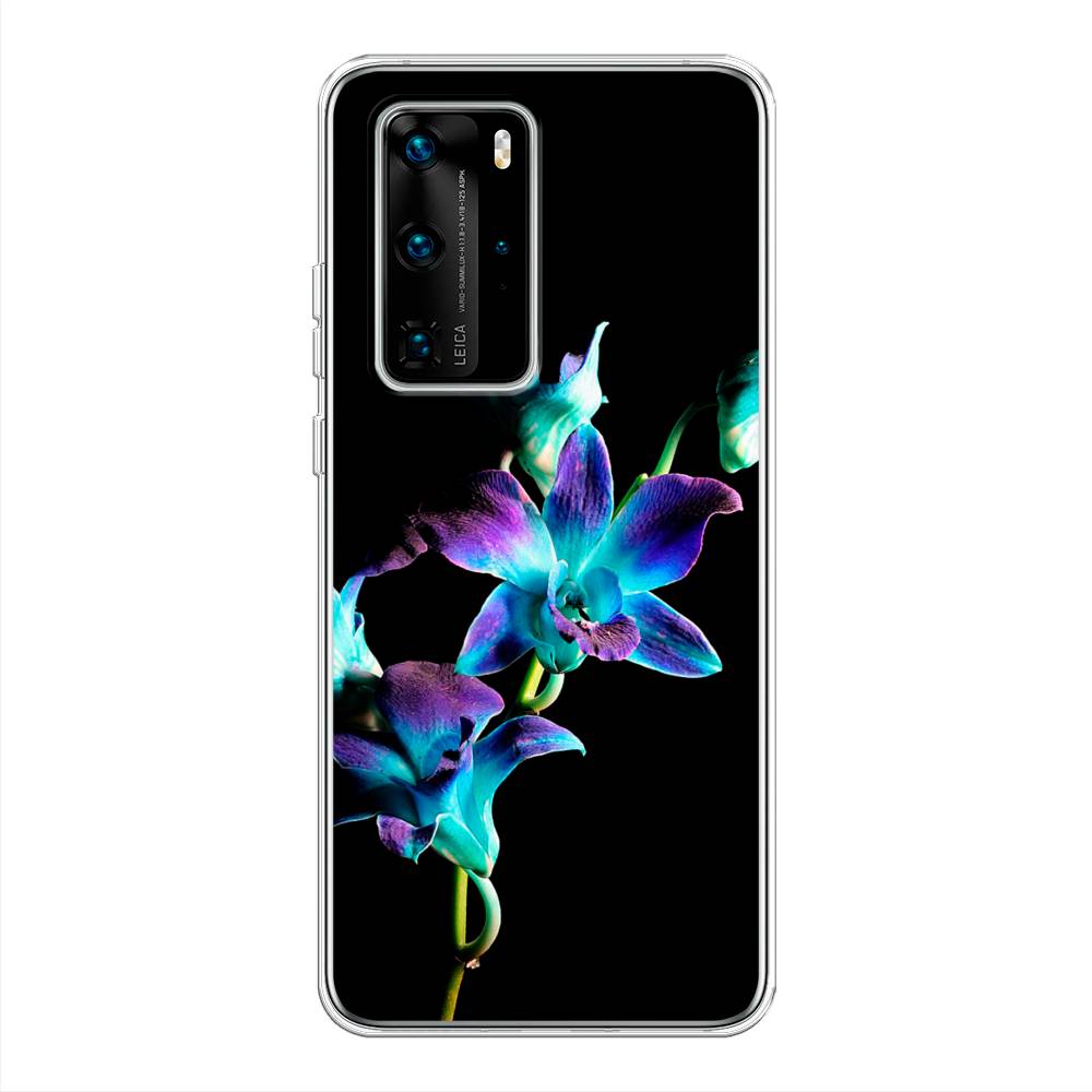 фото Чехол awog "синий цветок на черном" для huawei p40 pro