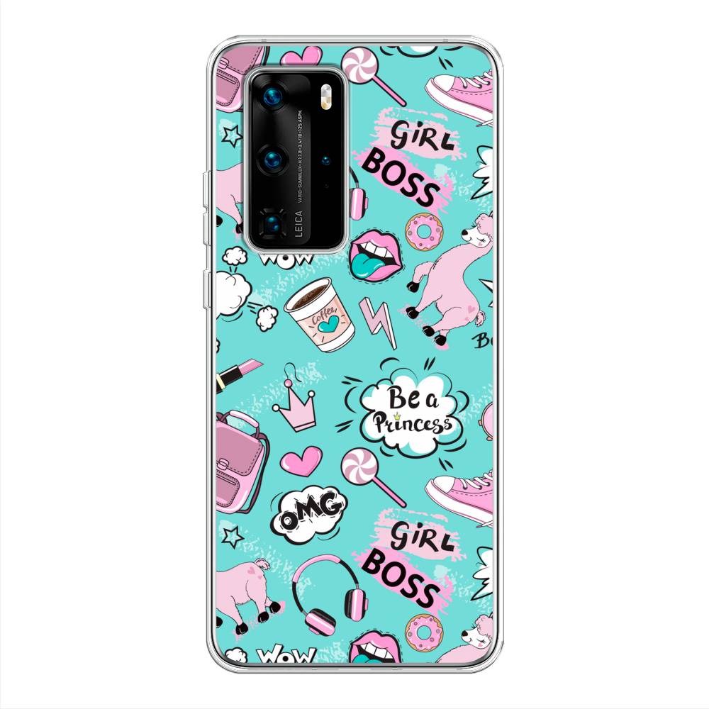 

Чехол Awog на Huawei P40 Pro "Стильная лама", Голубой;белый;розовый, 610950-1