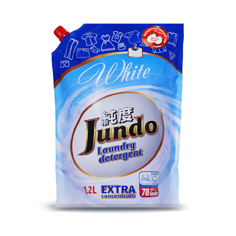 фото Гель для стирки белого белья концентрированный с коллагеном jundo white 1,2л (78 стирок)