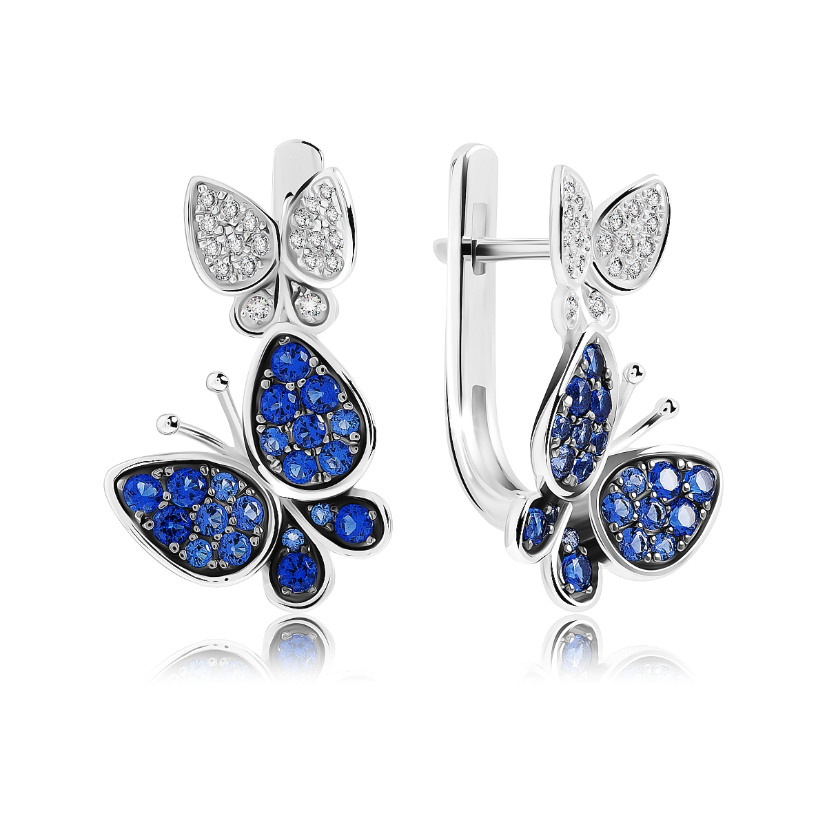 

Серьги из серебра VALTERA 087600, сапфир искусственный/циркон, 087600