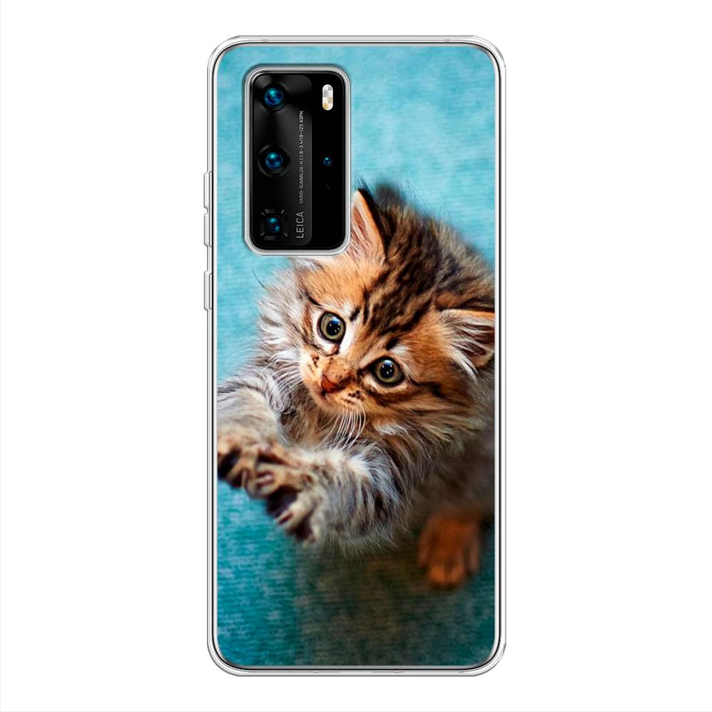

Чехол Awog на Huawei P40 Pro "Котенок просит есть", Голубой;коричневый;белый, 610950-2