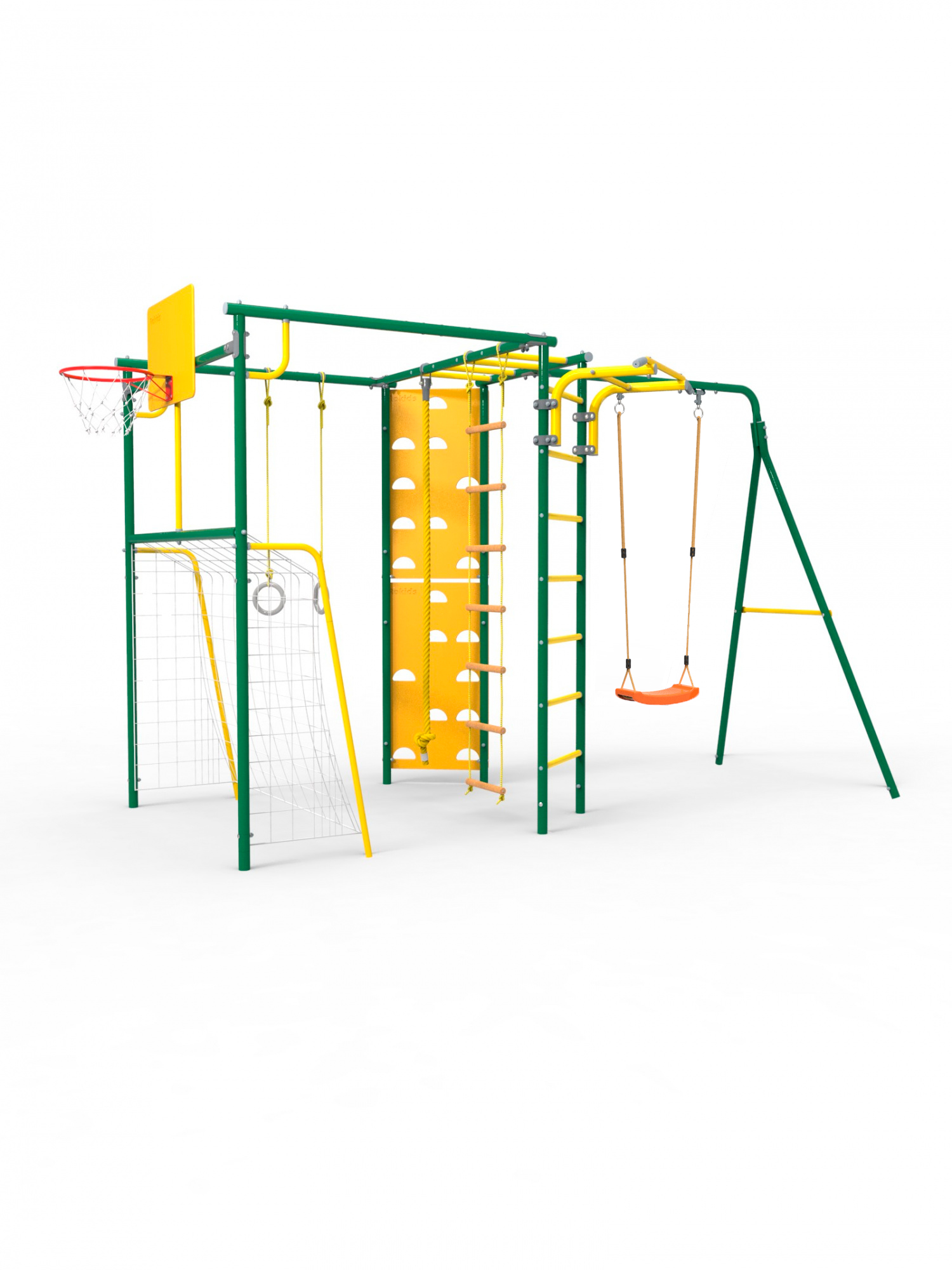 

Детский игровой комплекс Rokids Атлет-К УДСК-7 2 зеленый-желтый с качелями пластиковыми, Атлет-К УДСК-7.2 зеленый-желтый с качелями пластиковыми