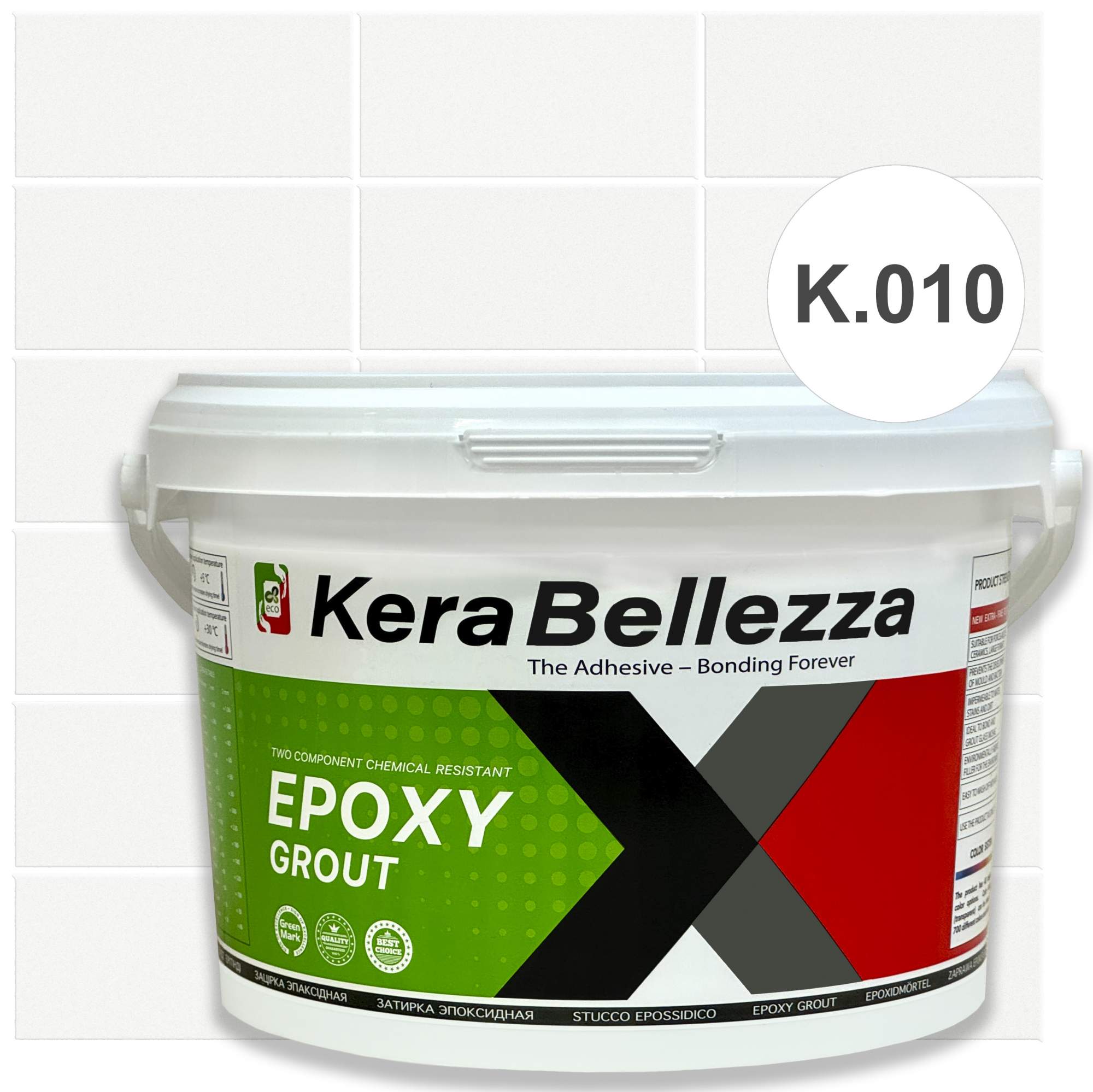 фото Затирка цветная эпоксидная kerabellezza design к020 призрачно-белый 0.33 кг. kerabelleza
