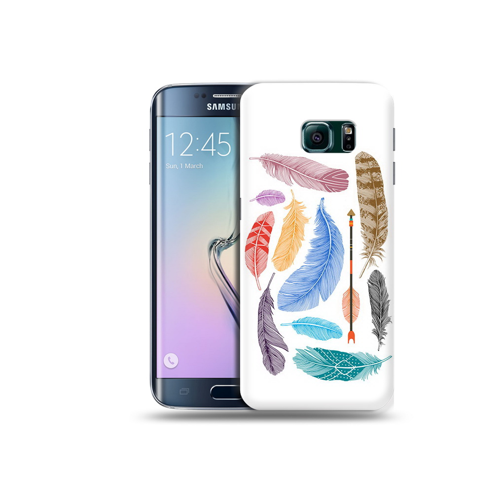 

Чехол MyPads Tocco для Samsung Galaxy S6 Edge разноцветные перья, Прозрачный, Tocco