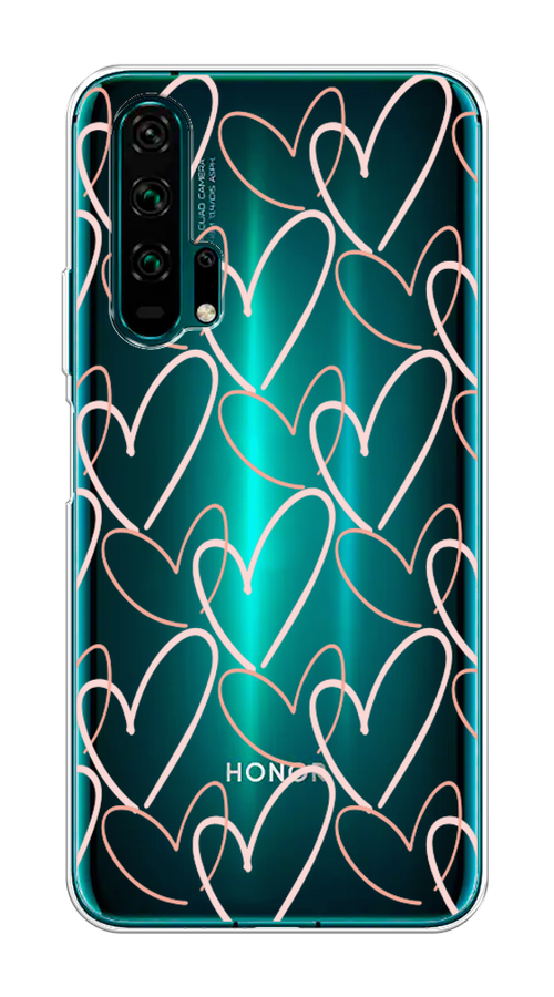 

Чехол на Honor 20 Pro "Узор из сердечек", Розовый;бежевый, 69350-6