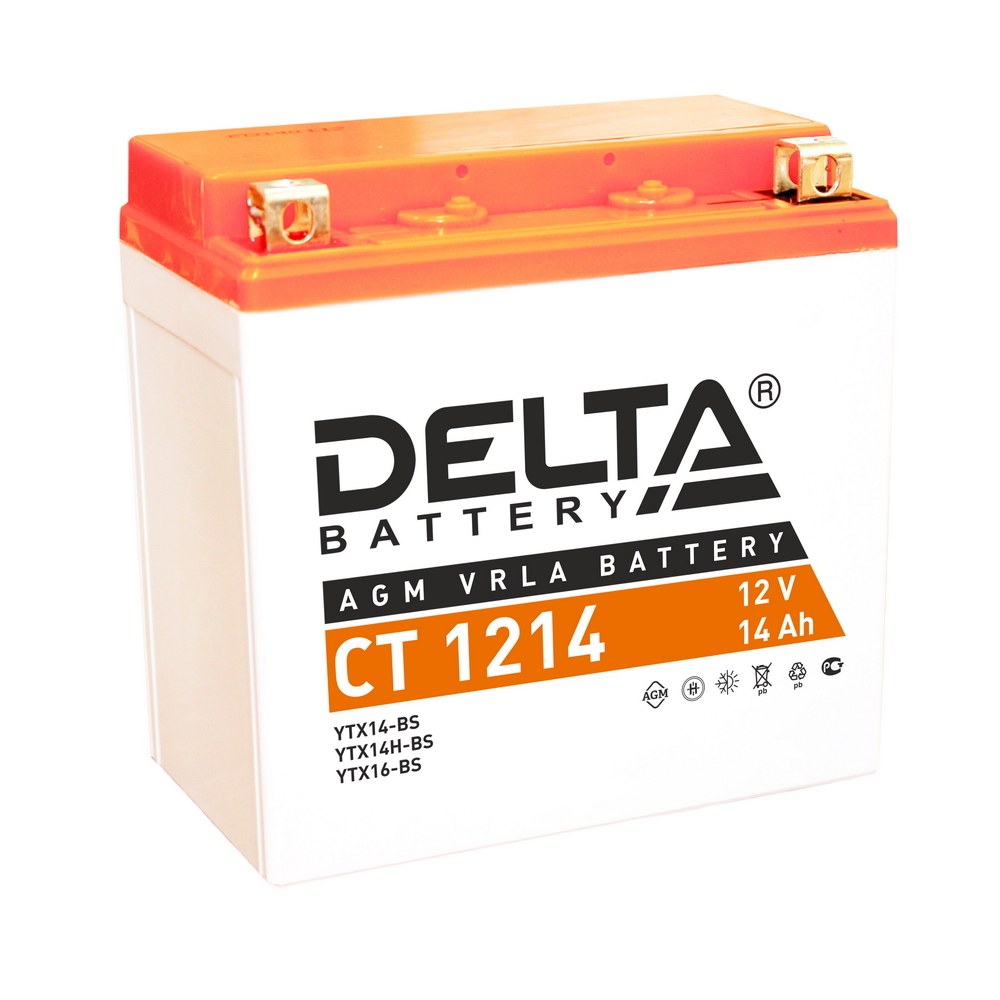 Аккумулятор delta battery мото agm 14 а/ч прямая l+ 151x88x147 cca200 а