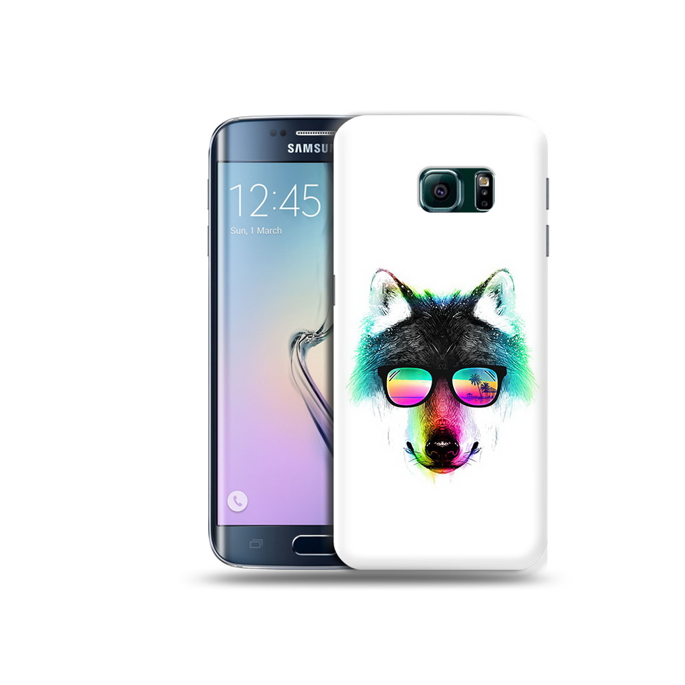 

Чехол MyPads Tocco для Samsung Galaxy S6 Edge радужный волк, Прозрачный, Tocco