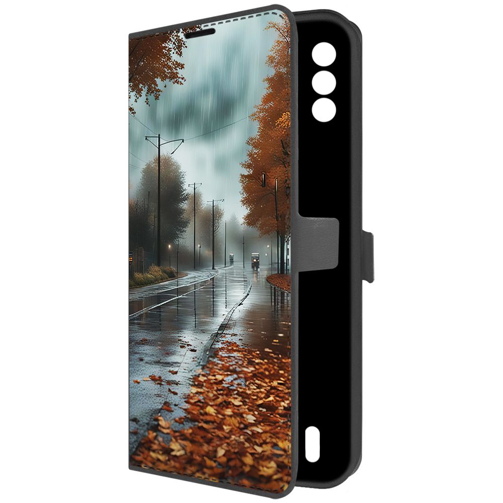 

Чехол-книжка Krutoff Eco Book для Itel Vision 2S Осенний дождь (черный)