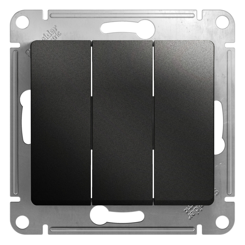 

Выключатель 3-кл. СП Glossa 10А IP20 (сх. 1+1+1) 10AX механизм антрацит, Черный, Glossa