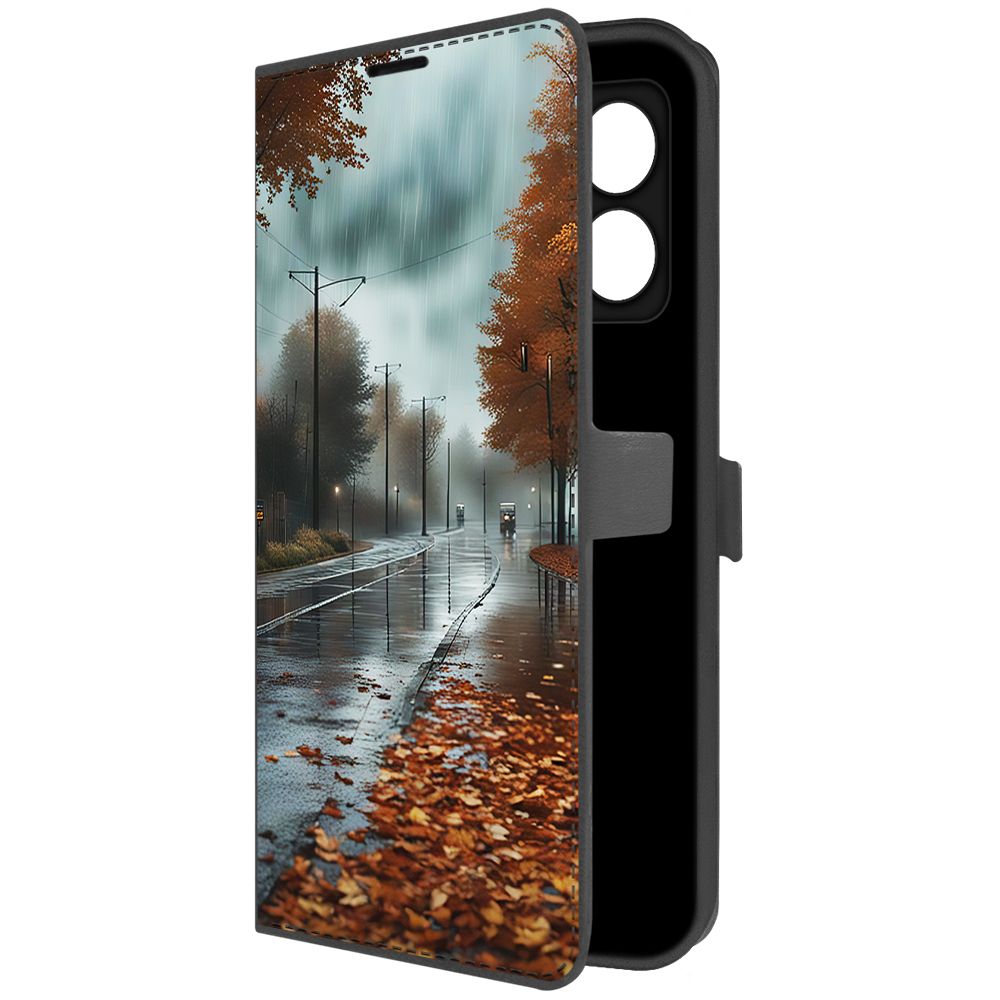 

Чехол-книжка Krutoff Eco Book для Xiaomi Redmi Note 12 4G Осенний дождь (черный)