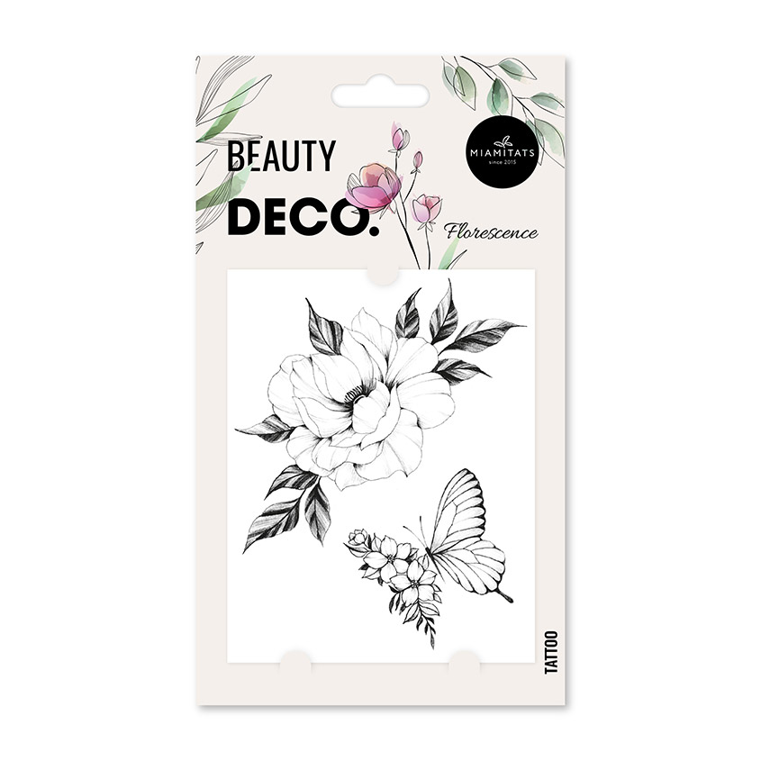 

Татуировка переводная для тела Deco Floral by Miami tattoos Florescence, Черный