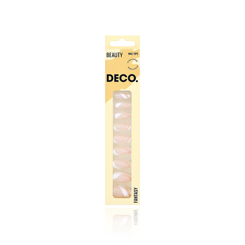 

Накладные ногти с клеевыми стикерами Deco Fantasy white story 24 шт, Бежевый;белый