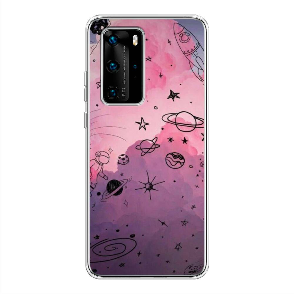 

Чехол Awog на Huawei P40 Pro "Радуга планет 3", Черный;розовый, 610950-4