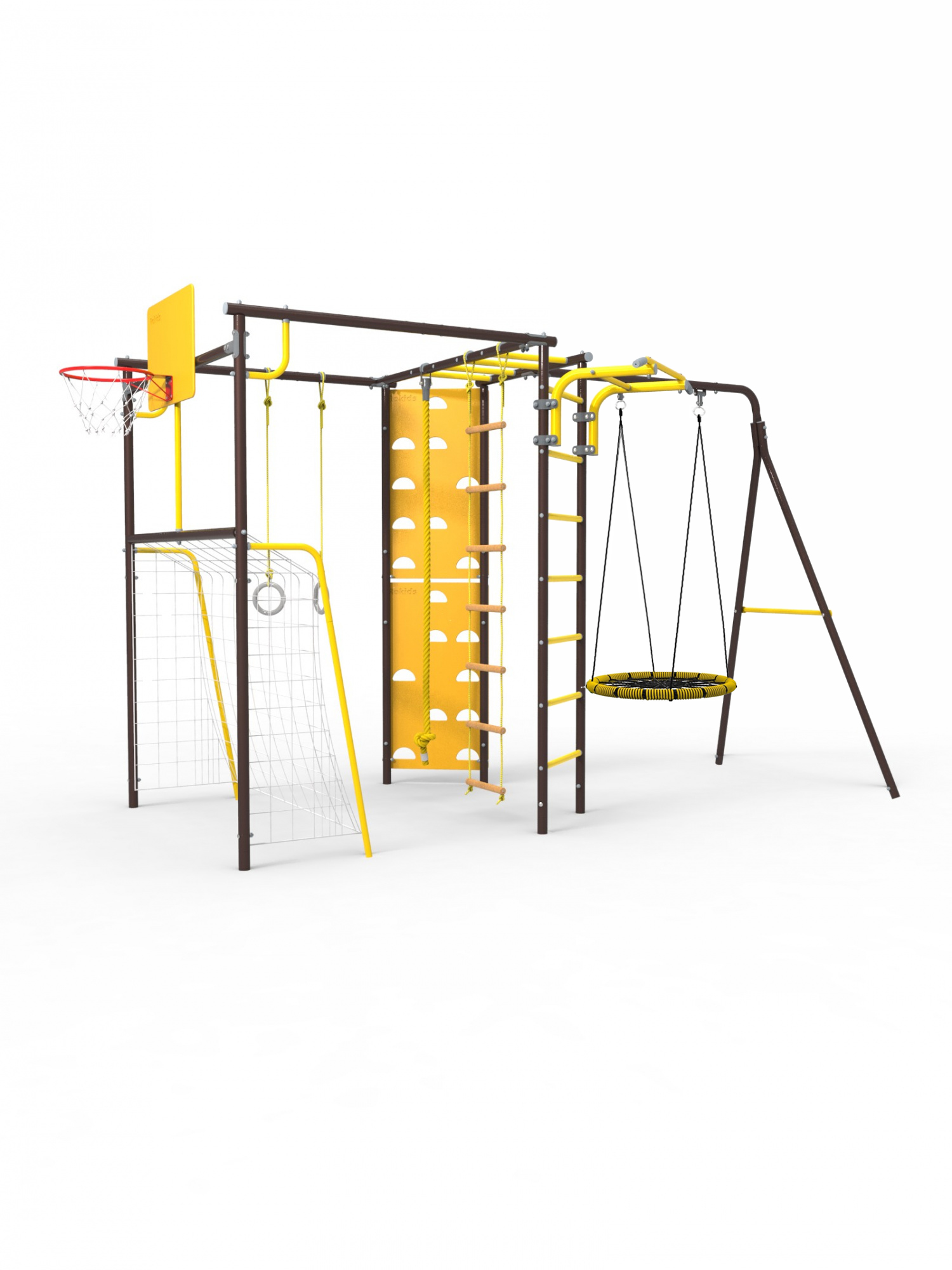 

Уличный комплекс Rokids Атлет-К УДСК-7 2 шоколад-желтый с качелями гнездо, Атлет-К УДСК-7.2 шоколад-желтый с качелями гнездо