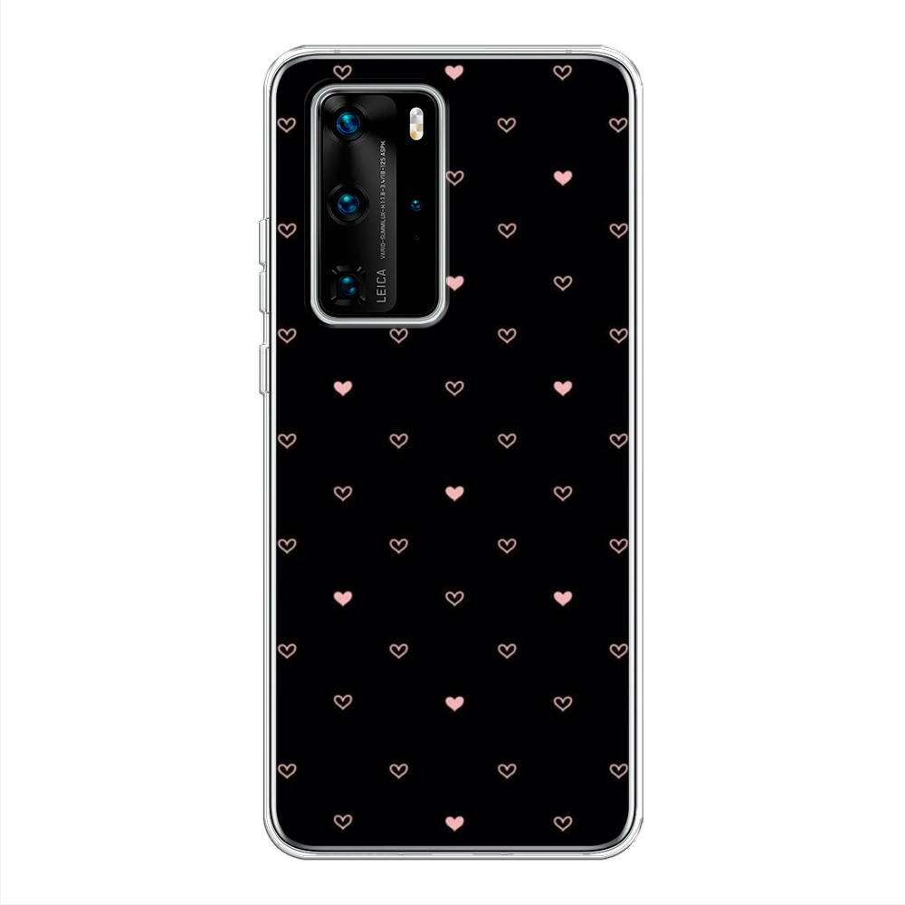 

Чехол Awog на Huawei P40 Pro "Черный фон и сердечки", Розовый;серый;черный, 610950-3