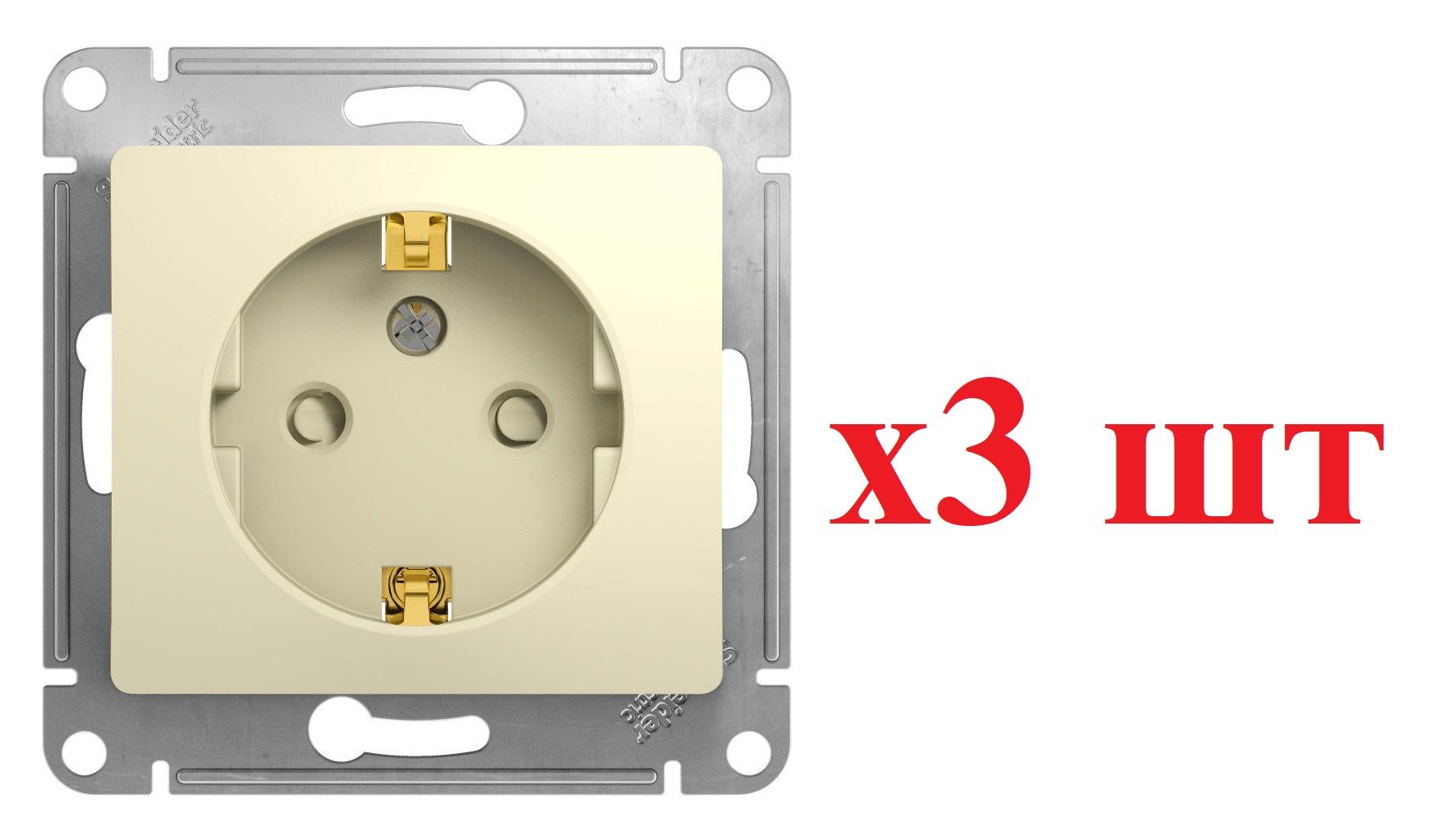 

Systeme Electric Glossa Беж Розетка с/з со шторками GSL000245 (3шт), Бежевый, Glossa 10_Скрытый_3