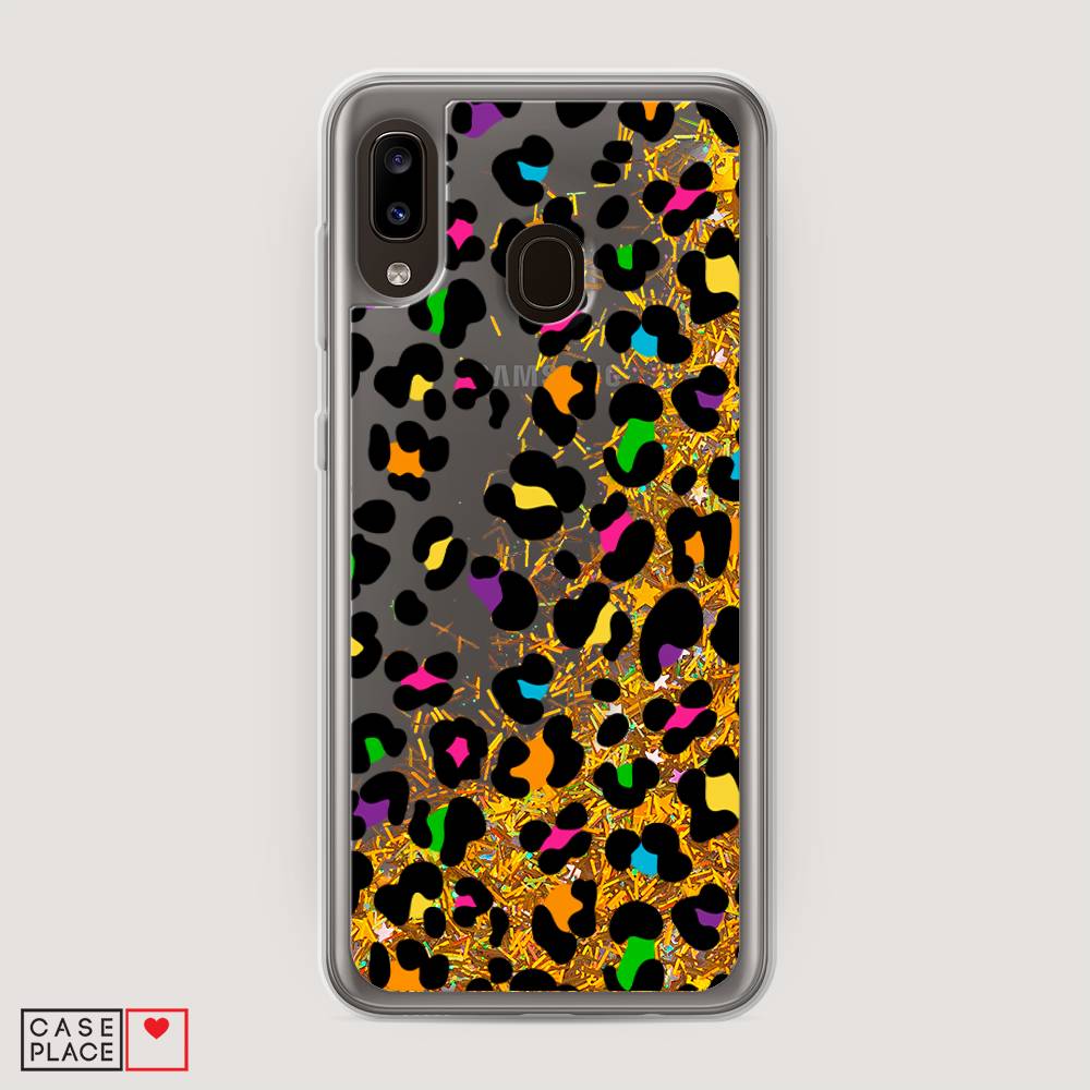 

Жидкий чехол с блестками "Яркий леопард" на Samsung Galaxy A20, 27690-1