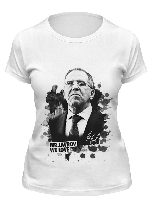 

Футболка женская Printio Mr. lavrov we love белая M, Белый, Mr. lavrov we love