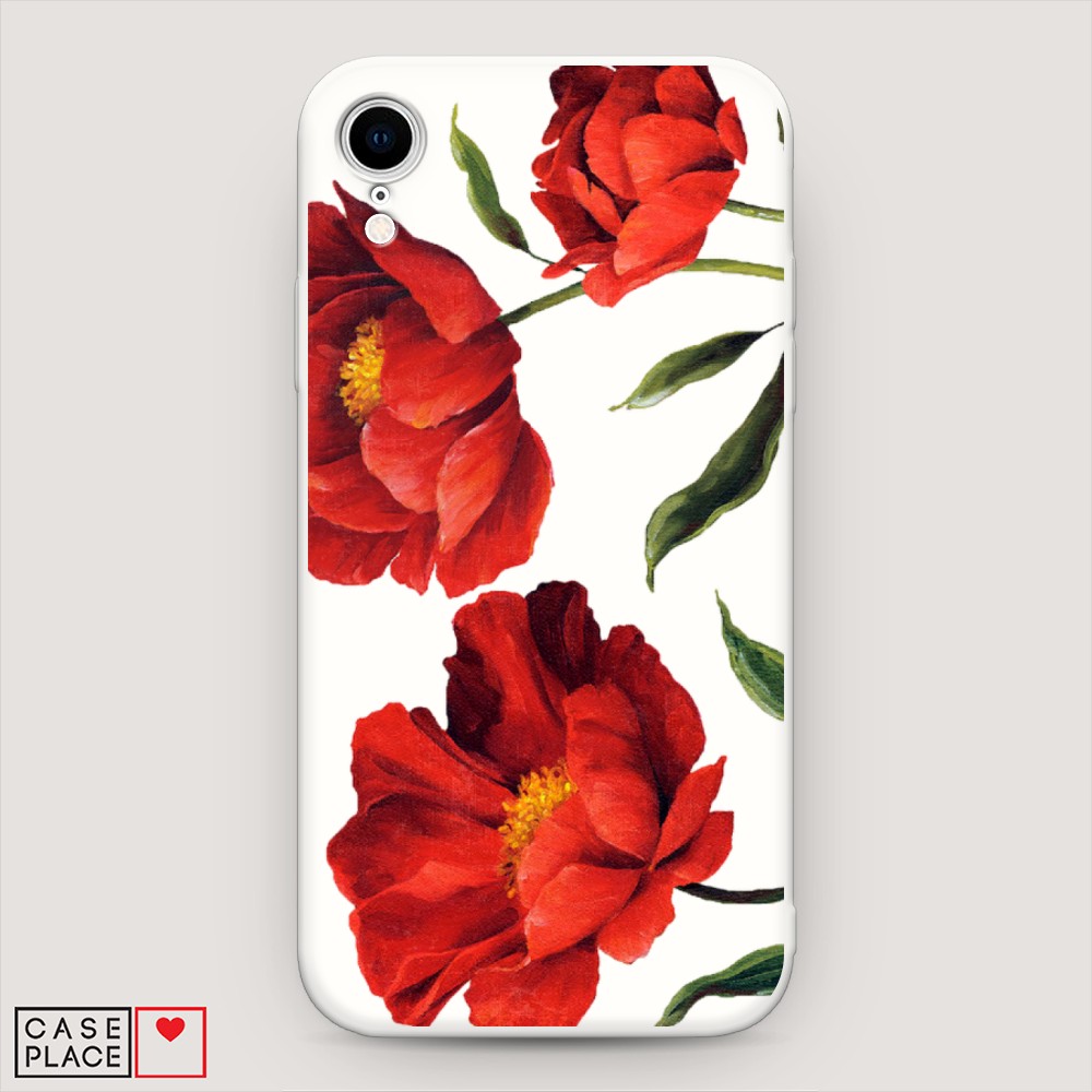 

Матовый силиконовый чехол "Красные маки" на Apple iPhone XR (10R), 12057-1