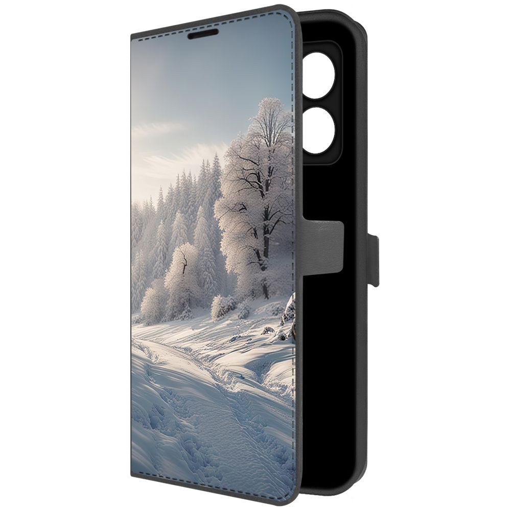 

Чехол-книжка Krutoff Eco Book для Xiaomi Redmi Note 12 4G Снег (черный)
