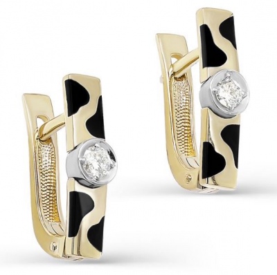 

Серьги из желтого золота с бриллиантом/эмалью Kabarovsky 12-21341-1002, 12-21341-1002