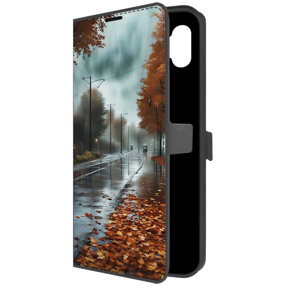 

Чехол-книжка Krutoff Eco Book для Samsung Galaxy A04e (A042) Осенний дождь (черный)