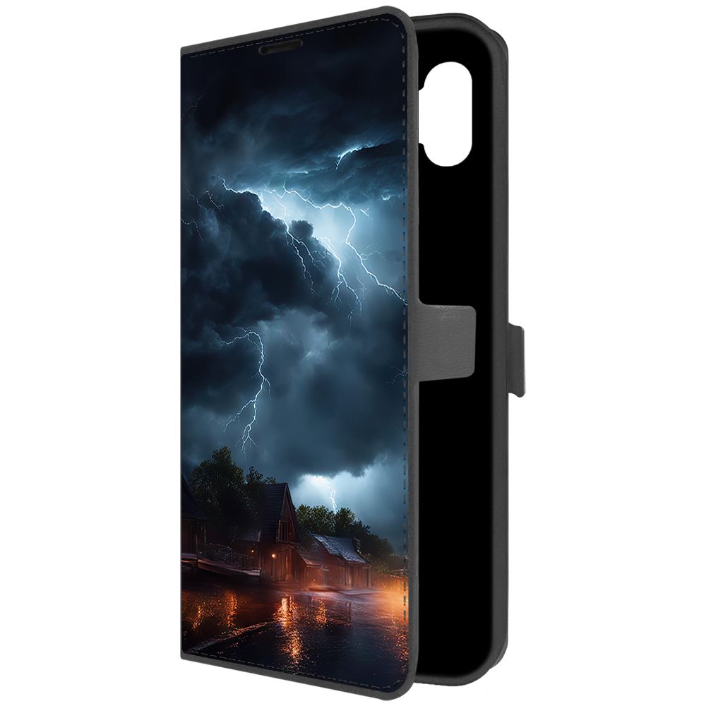 Чехол-книжка Krutoff Eco Book для Samsung Galaxy A04e (A042) Ночная гроза (черный)