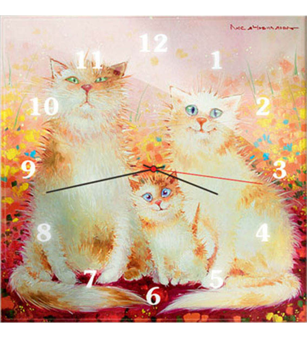Часы настенные Кошачья семейка