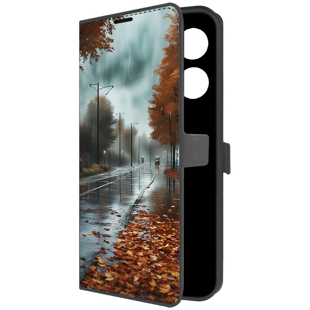 

Чехол-книжка Krutoff Eco Book для Itel A60 Осенний дождь (черный)