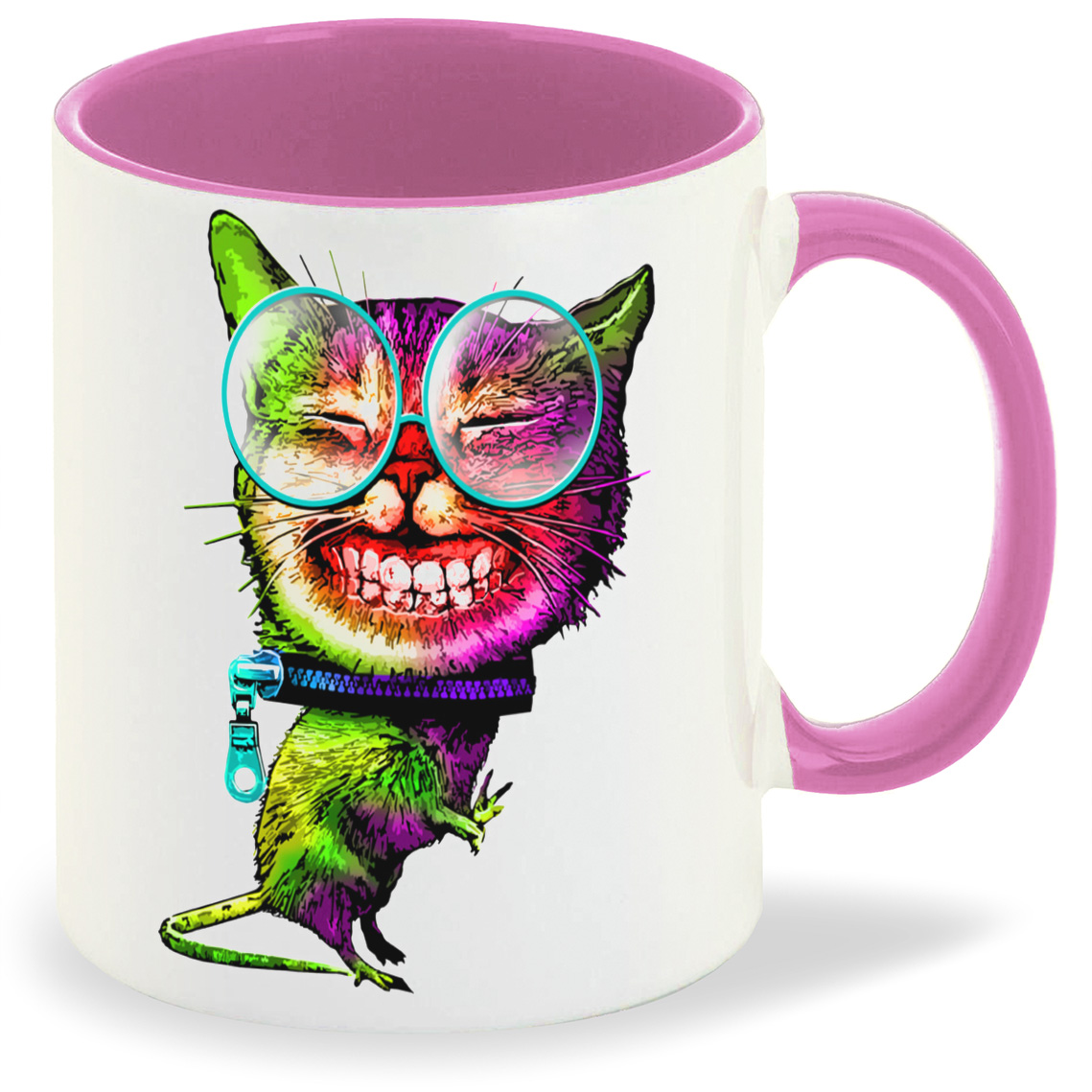 

Кружка CoolPodarok Кот щерится очки замок на шее, Кот щерится очки замок на шее