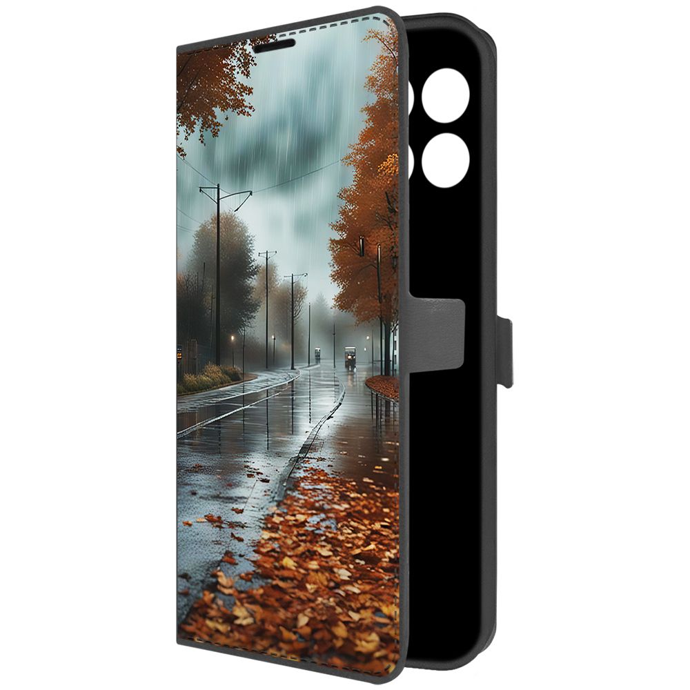 

Чехол-книжка Krutoff Eco Book для Honor X8 5G Осенний дождь (черный)