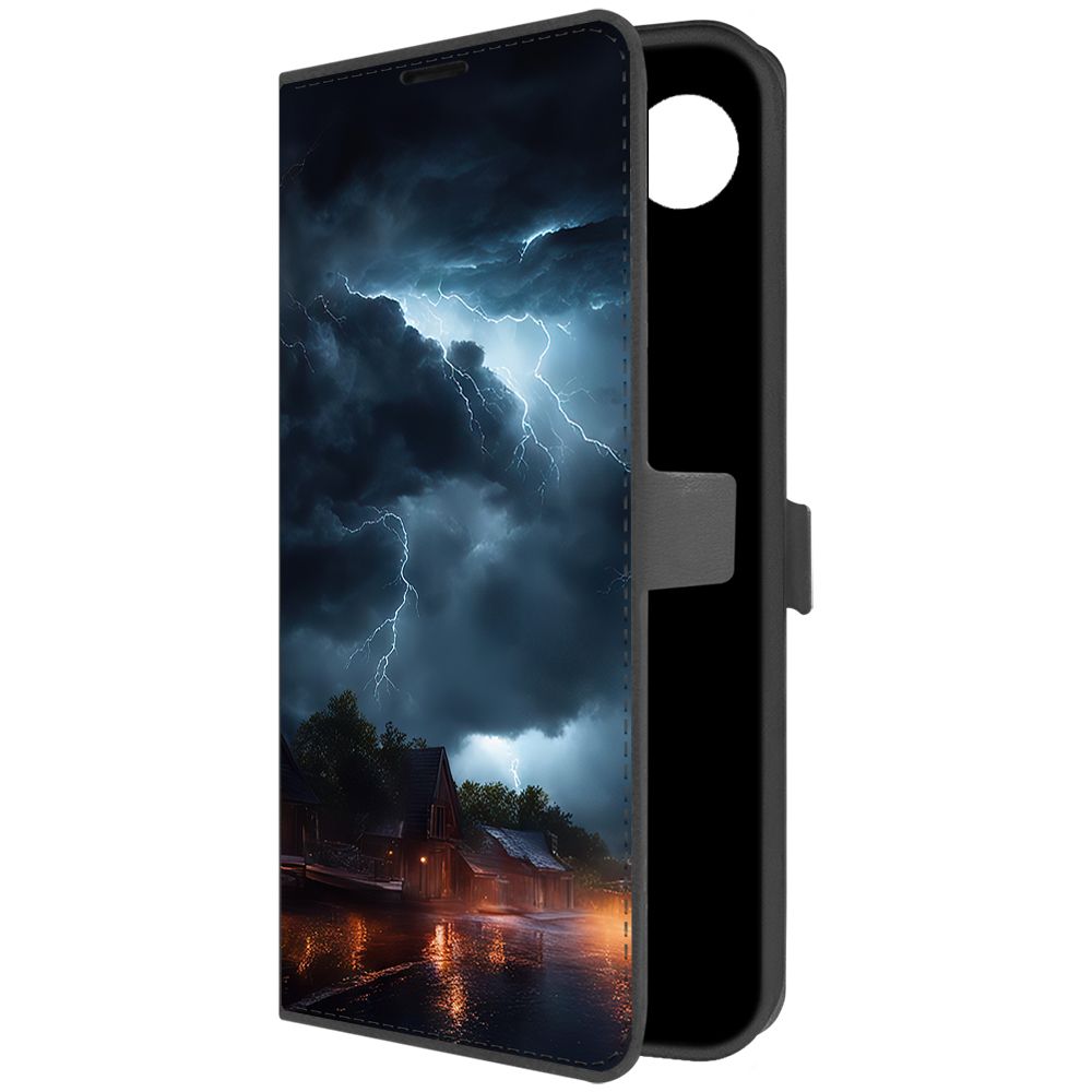 Чехол-книжка Krutoff Eco Book для Realme C30 Ночная гроза (черный)