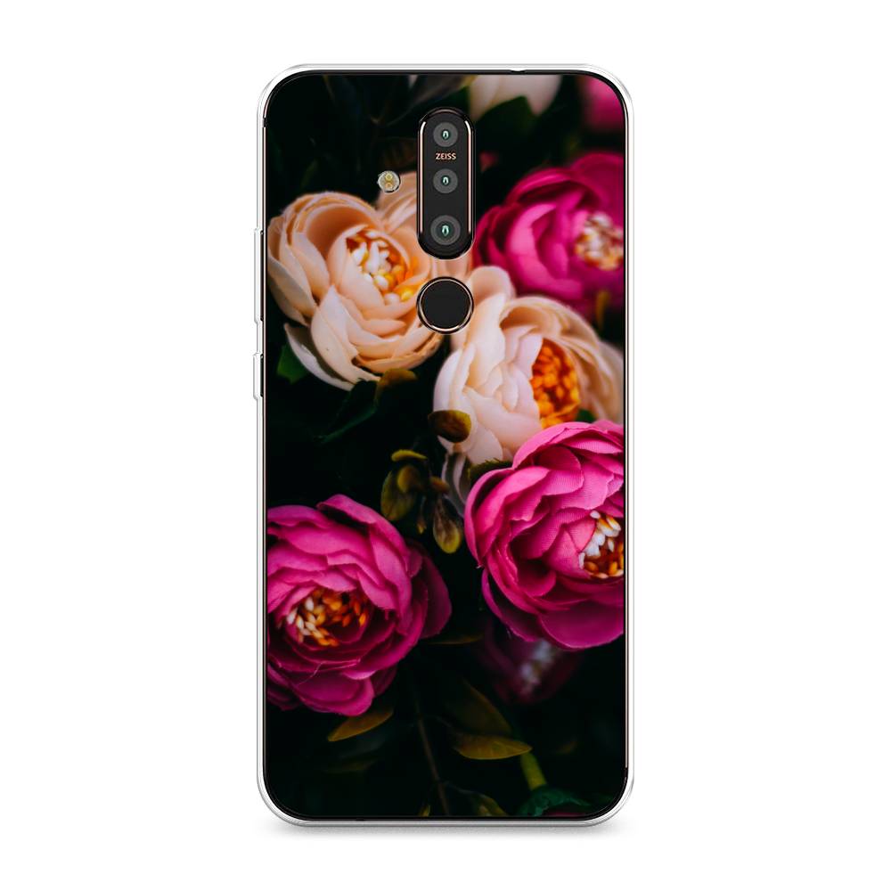 

Чехол Awog "Розовые пионы на черном" для Nokia X71