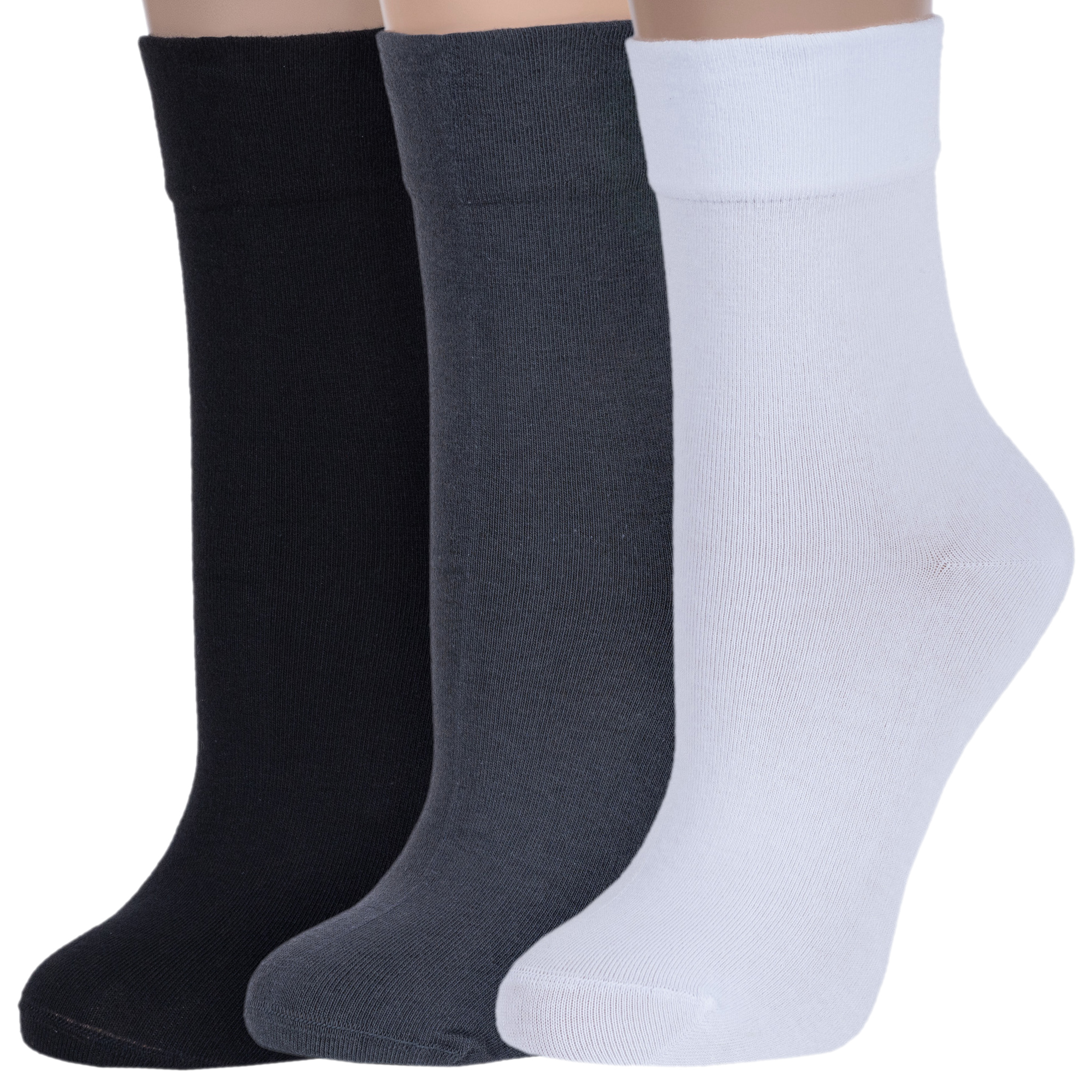 Комплект носков женских Rusocks 3-Ж-21201 черных; серых; белых 23-25