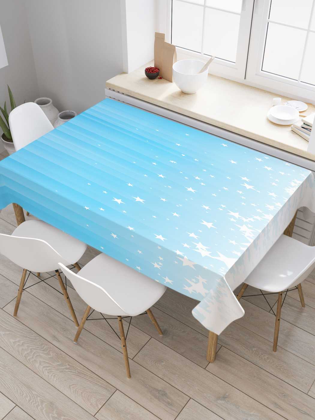 

Скатерть прямоугольная JoyArty "Снежный градиент" из оксфорда, 180x145 см, Голубой, Снежный градиент