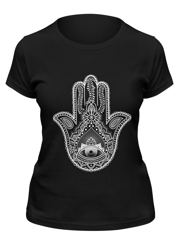 

Футболка женская Printio Hamsa черная L, Черный, Hamsa