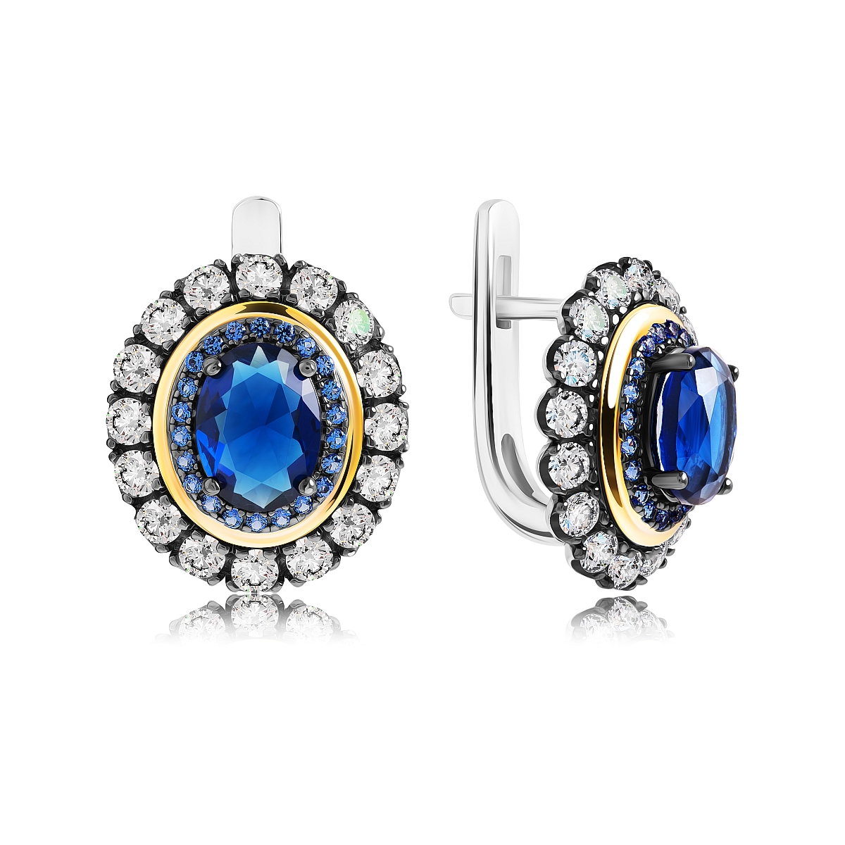 

Серьги из серебра VALTERA 114796, сапфир искусственный/циркон, 114796