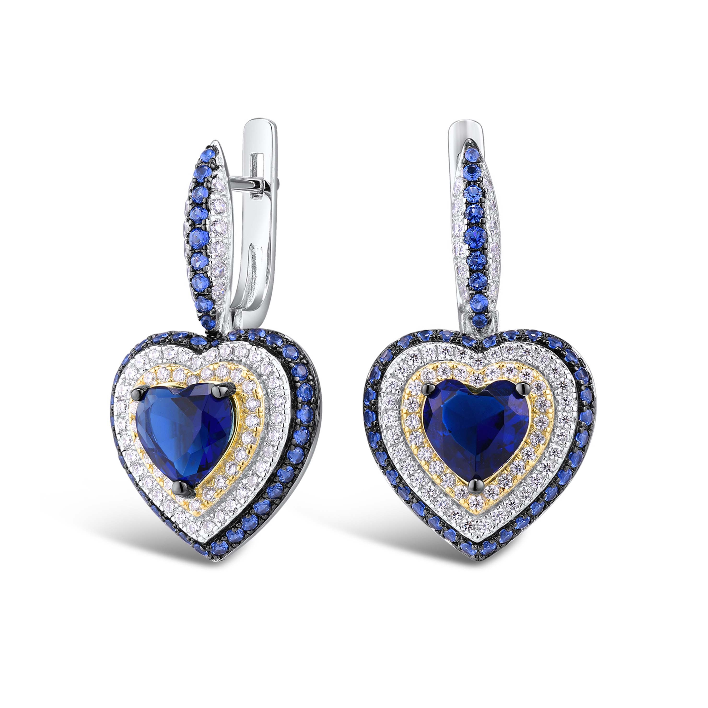 

Серьги подвески из серебра VALTERA 114799, сапфир искусственный/циркон, 114799