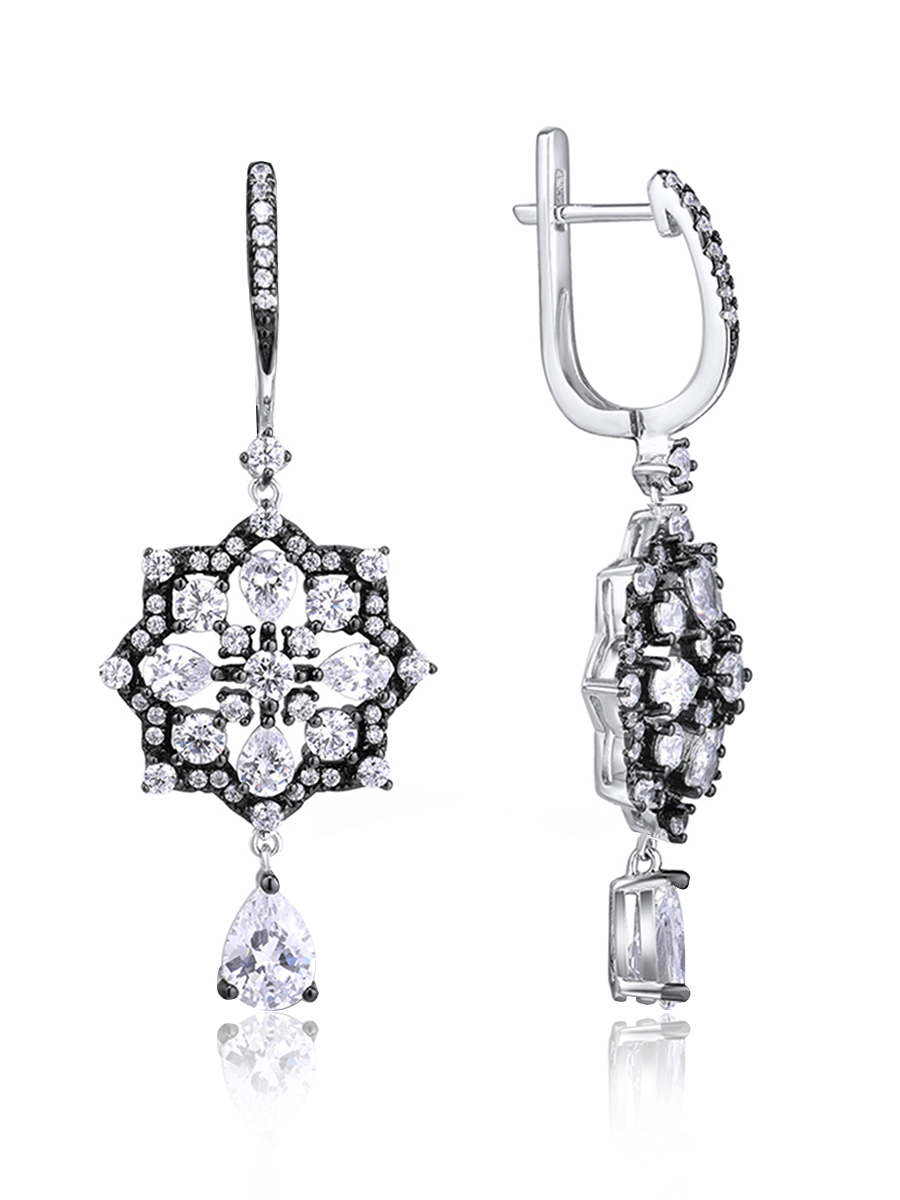 

Серьги подвески из серебра VALTERA 114867, циркон, 114867